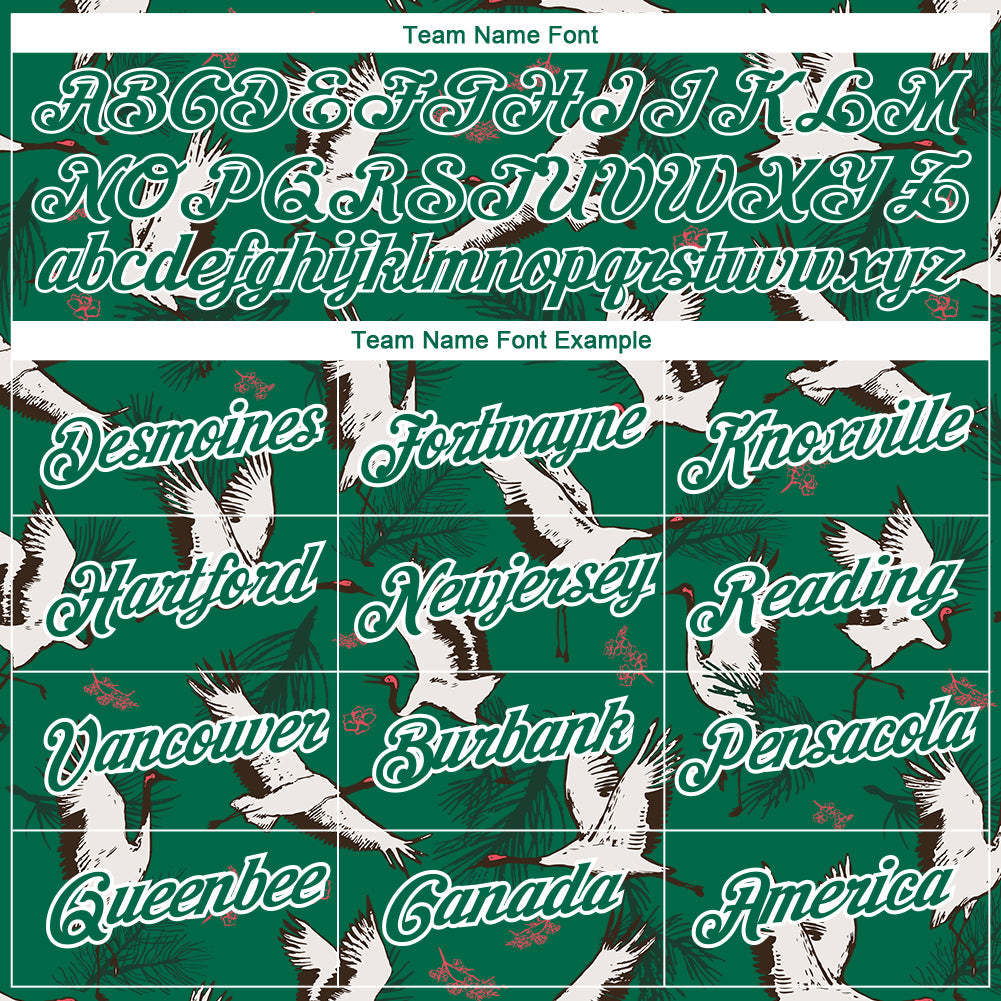 Custom Kelly Green White 3D Pattern Design Animal Crane Performance T-Shirt view 3