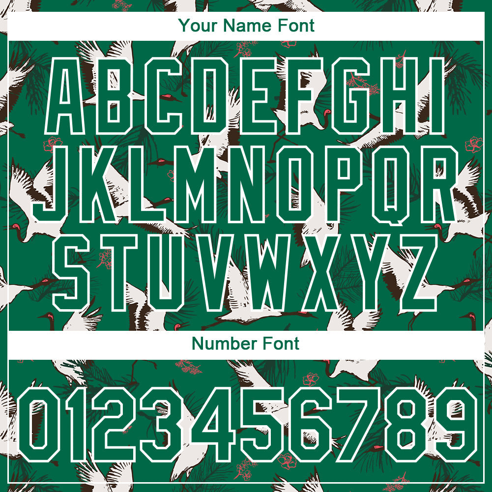 Custom Kelly Green White 3D Pattern Design Animal Crane Performance T-Shirt view 4