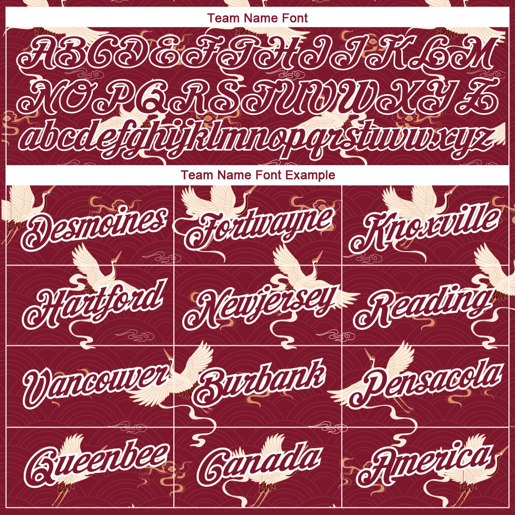 Custom Crimson White 3D Pattern Design Animal Crane Performance T-Shirt view 3