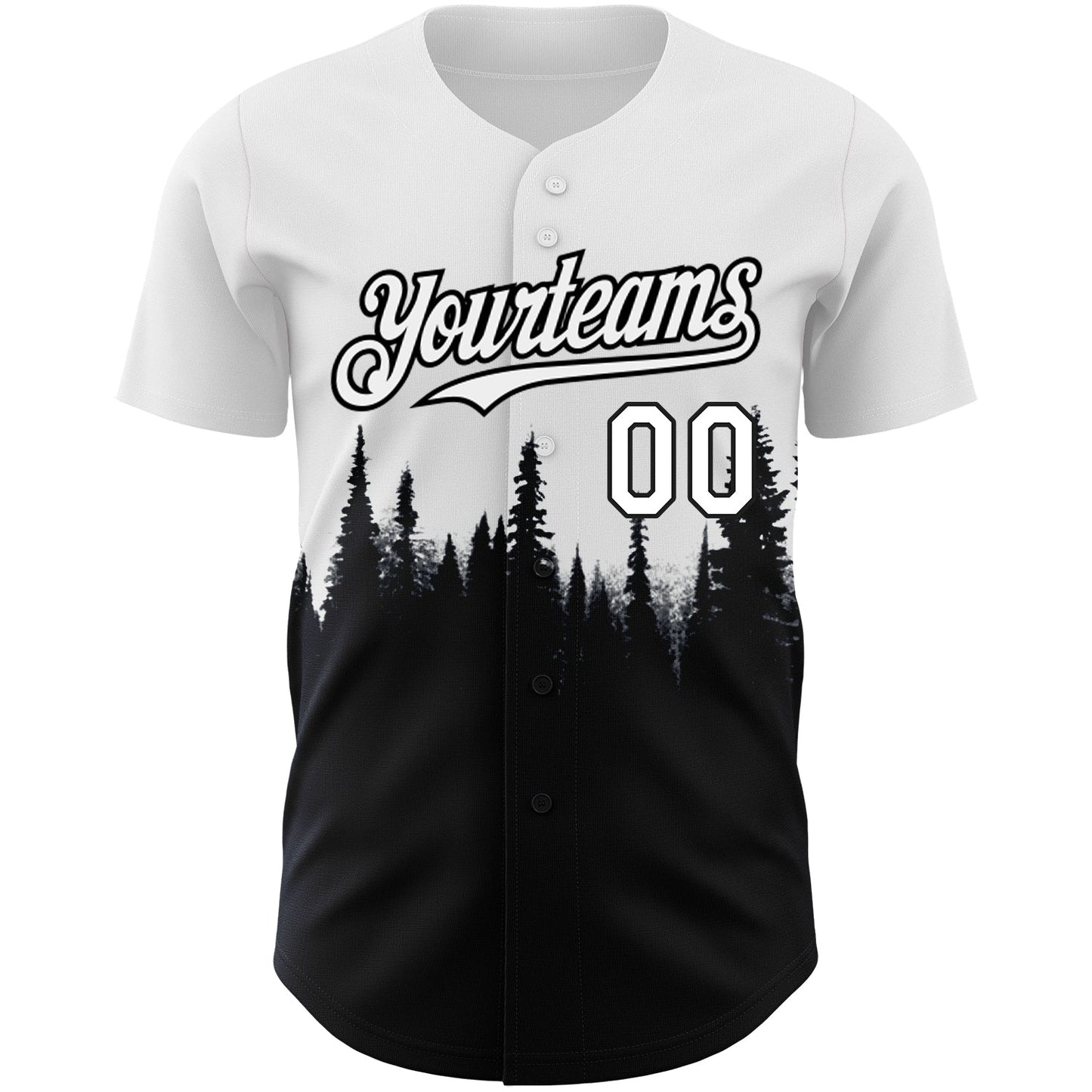 Custom White Black 3D Pattern Design Animal Wolf Authentic Baseball Jersey view 2