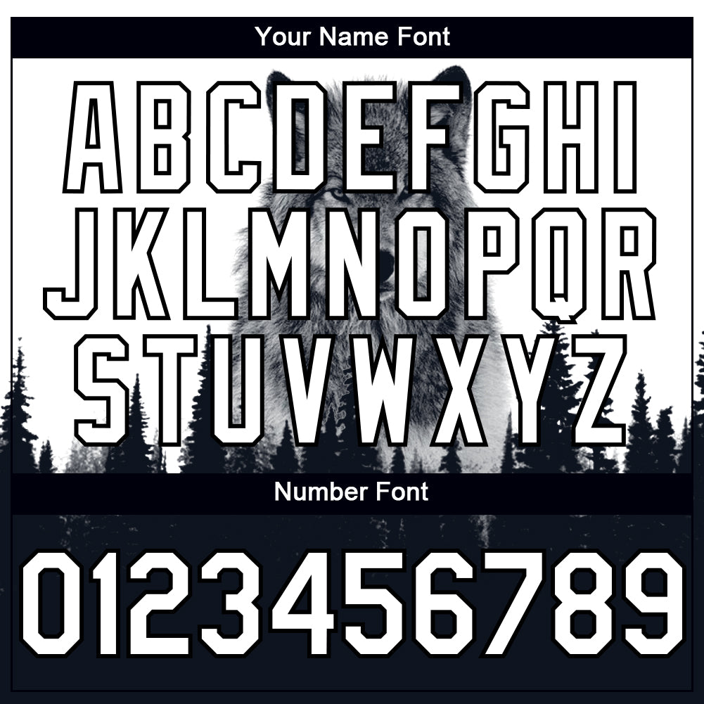 Custom White Black 3D Pattern Design Animal Wolf Authentic Baseball Jersey view 5