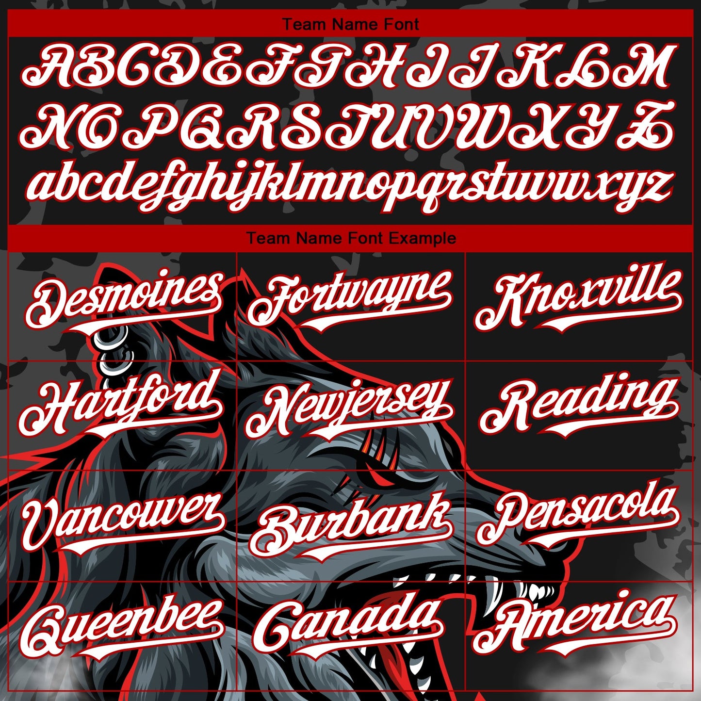Custom Black Red 3D Pattern Design Animal Wolf Authentic Baseball Jersey view 4