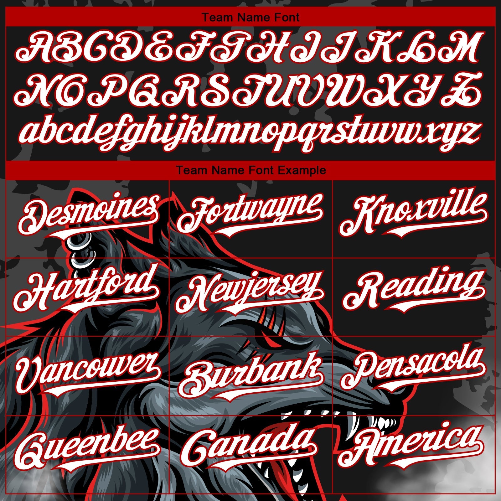 Custom Black Red 3D Pattern Design Animal Wolf Authentic Baseball Jersey view 4