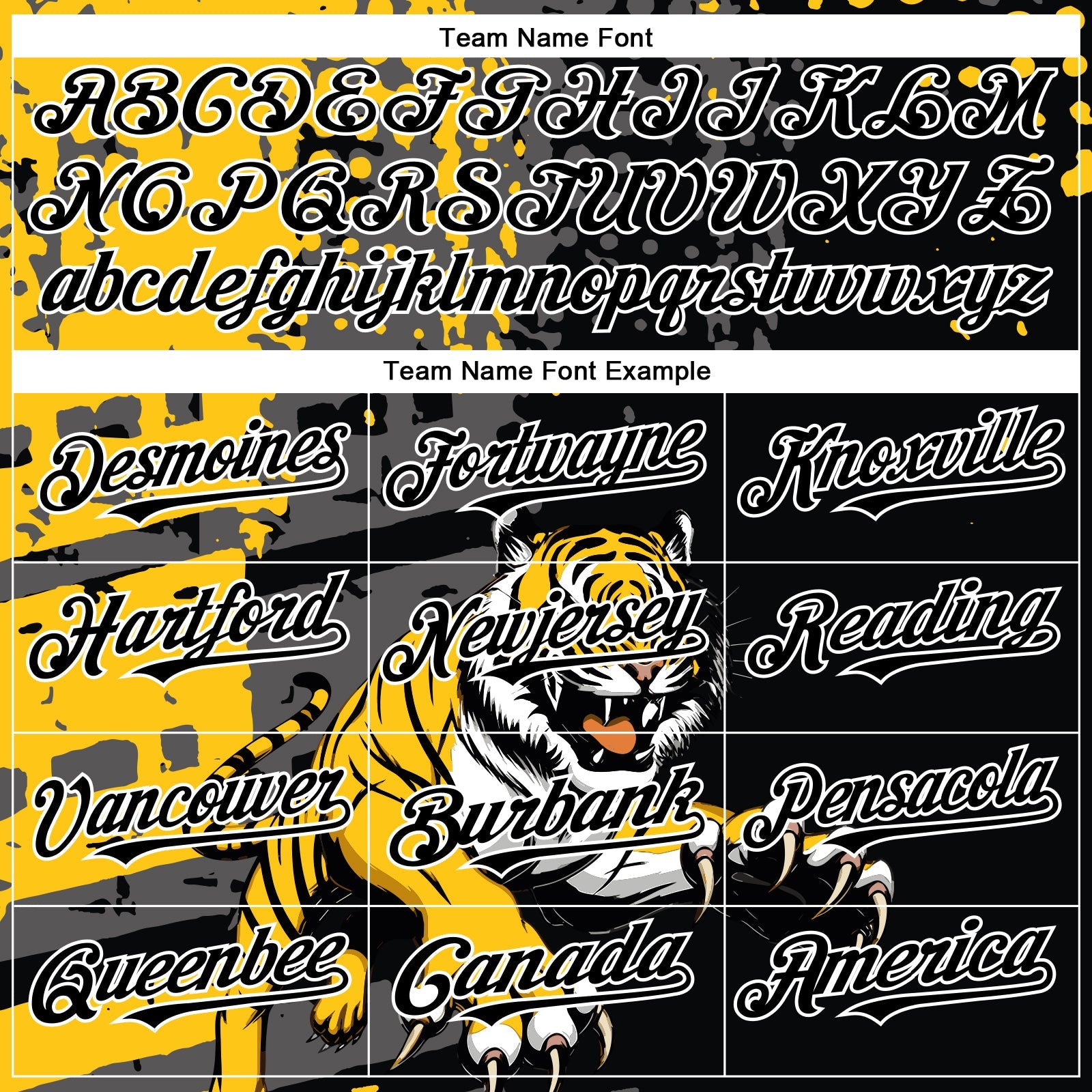 Custom Black Yellow-White 3D Pattern Design Animal Tiger Authentic Baseball Jersey view 4