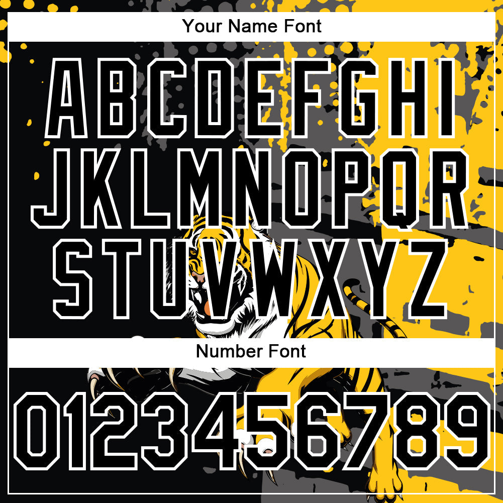 Custom Black Yellow-White 3D Pattern Design Animal Tiger Authentic Baseball Jersey view 5