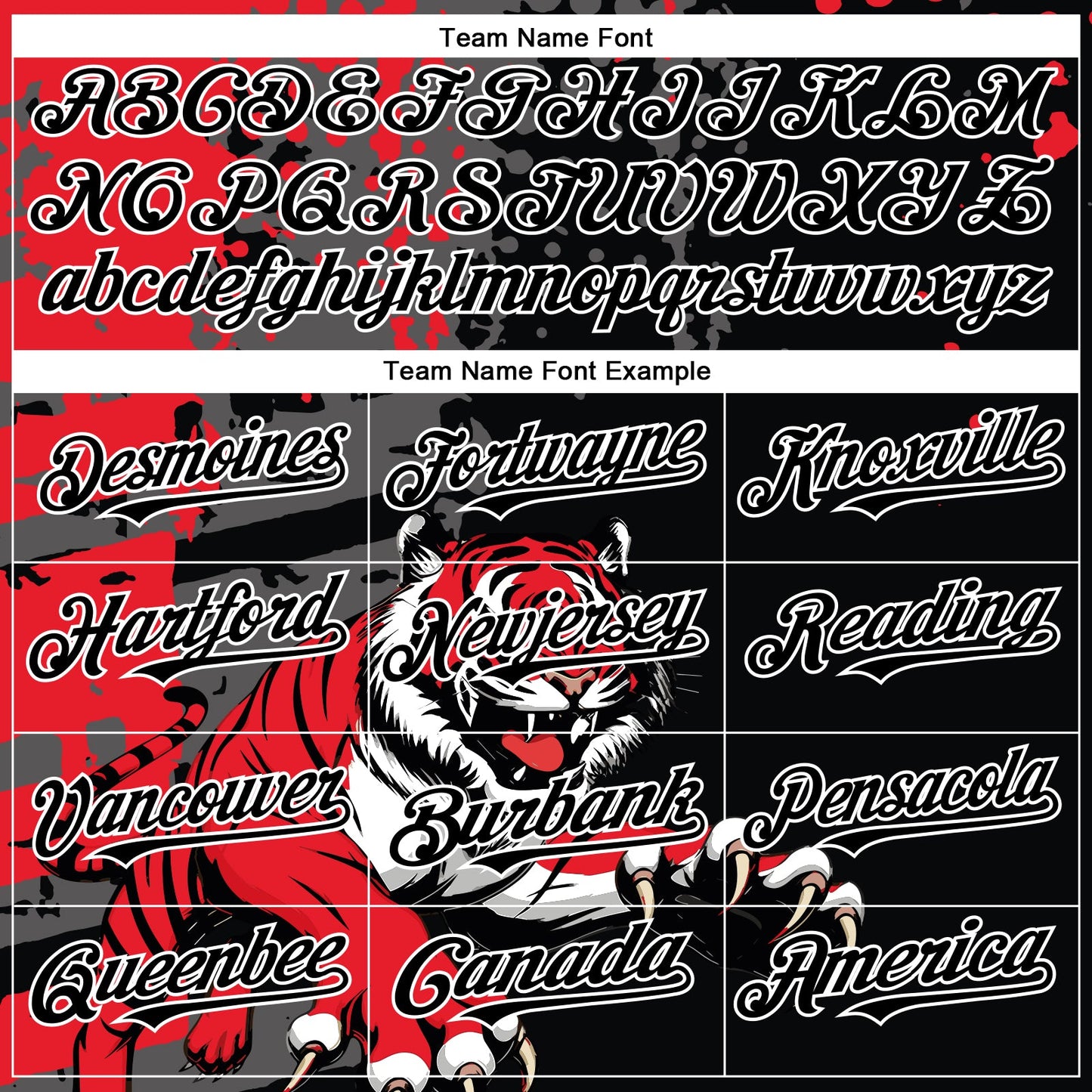 Custom Black Red-White 3D Pattern Design Animal Tiger Authentic Baseball Jersey view 4
