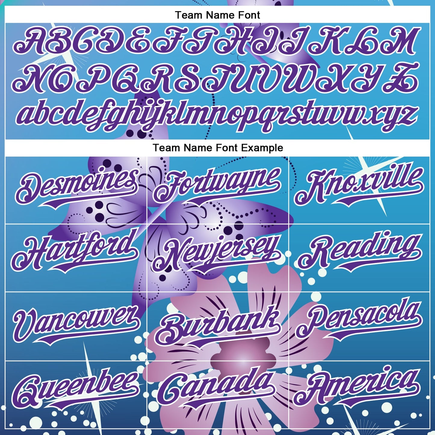 Custom Light Blue Purple-White 3D Pattern Design Animal Butterfly And Flower Authentic Baseball Jersey view 4