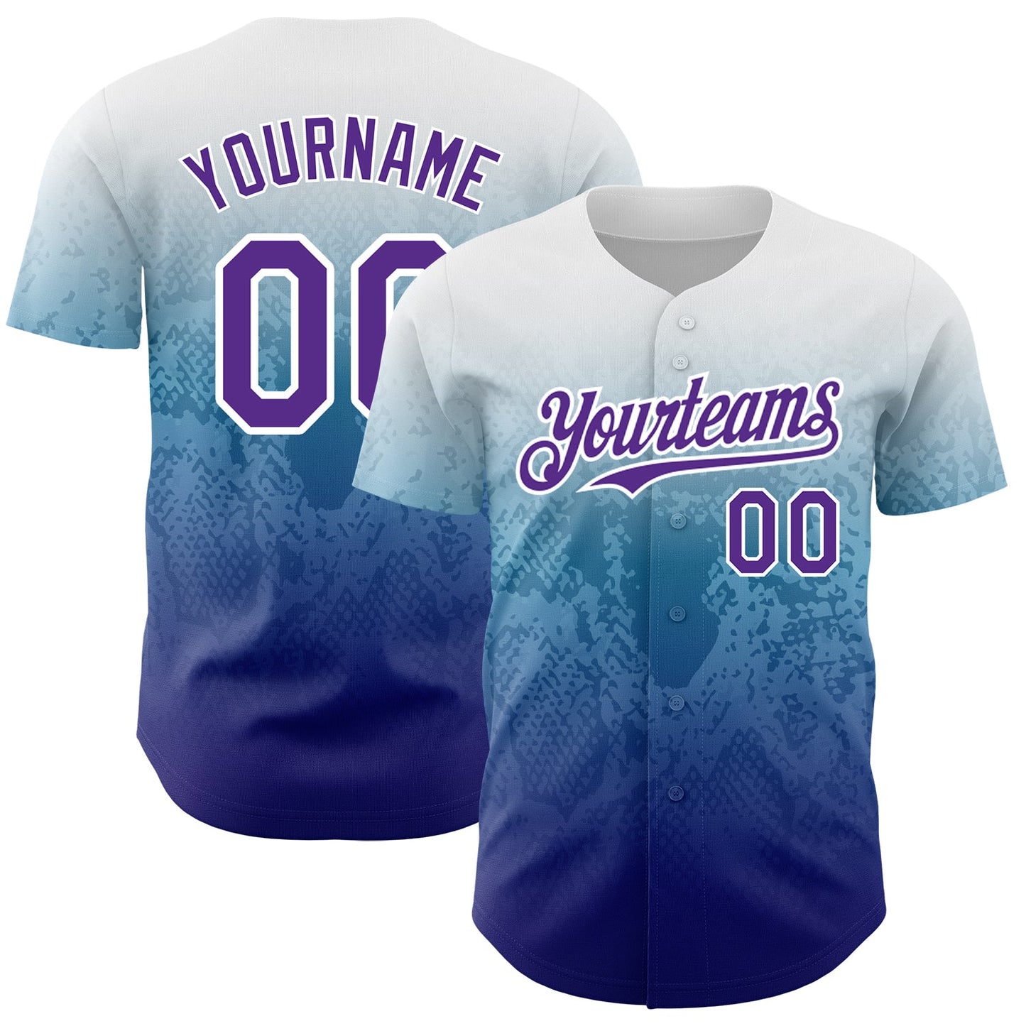 Custom White Purple-Royal 3D Pattern Design Gradient Style Animal Snake Authentic Baseball Jersey - Main View