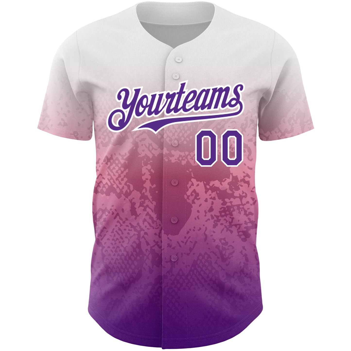 Custom White Purple-Pink 3D Pattern Design Gradient Style Animal Snake Authentic Baseball Jersey view 2