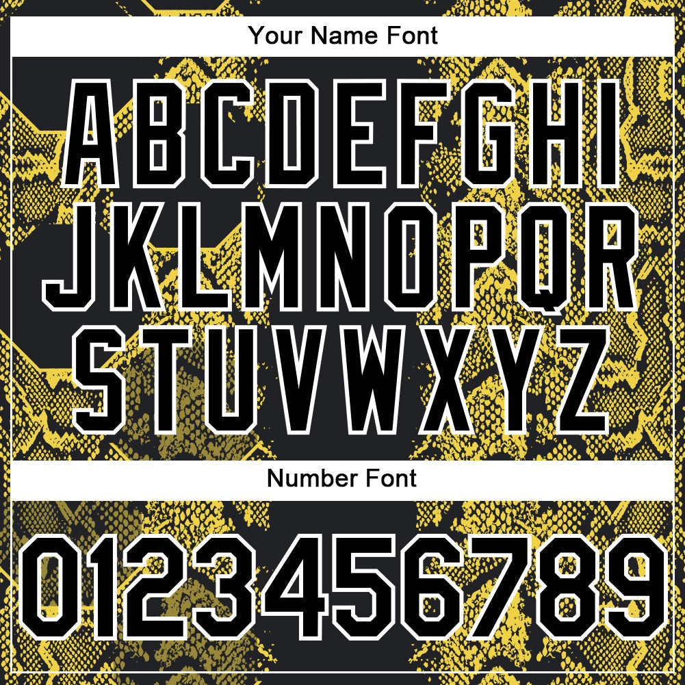 Custom Black Yellow-White 3D Pattern Design Animal Snake Authentic Baseball Jersey view 5