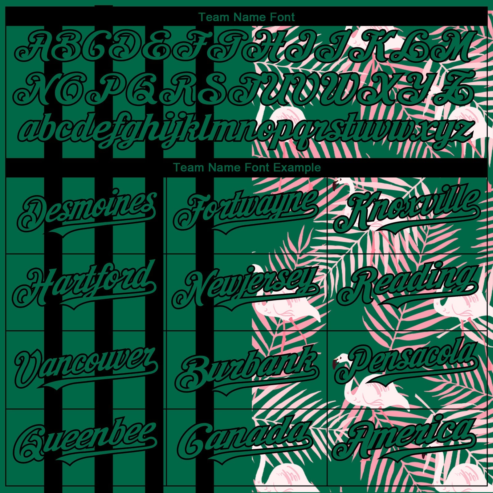 Custom Kelly Green Black 3D Pattern Design Tropical Palm Leaves And Famingo Authentic Baseball Jersey view 4