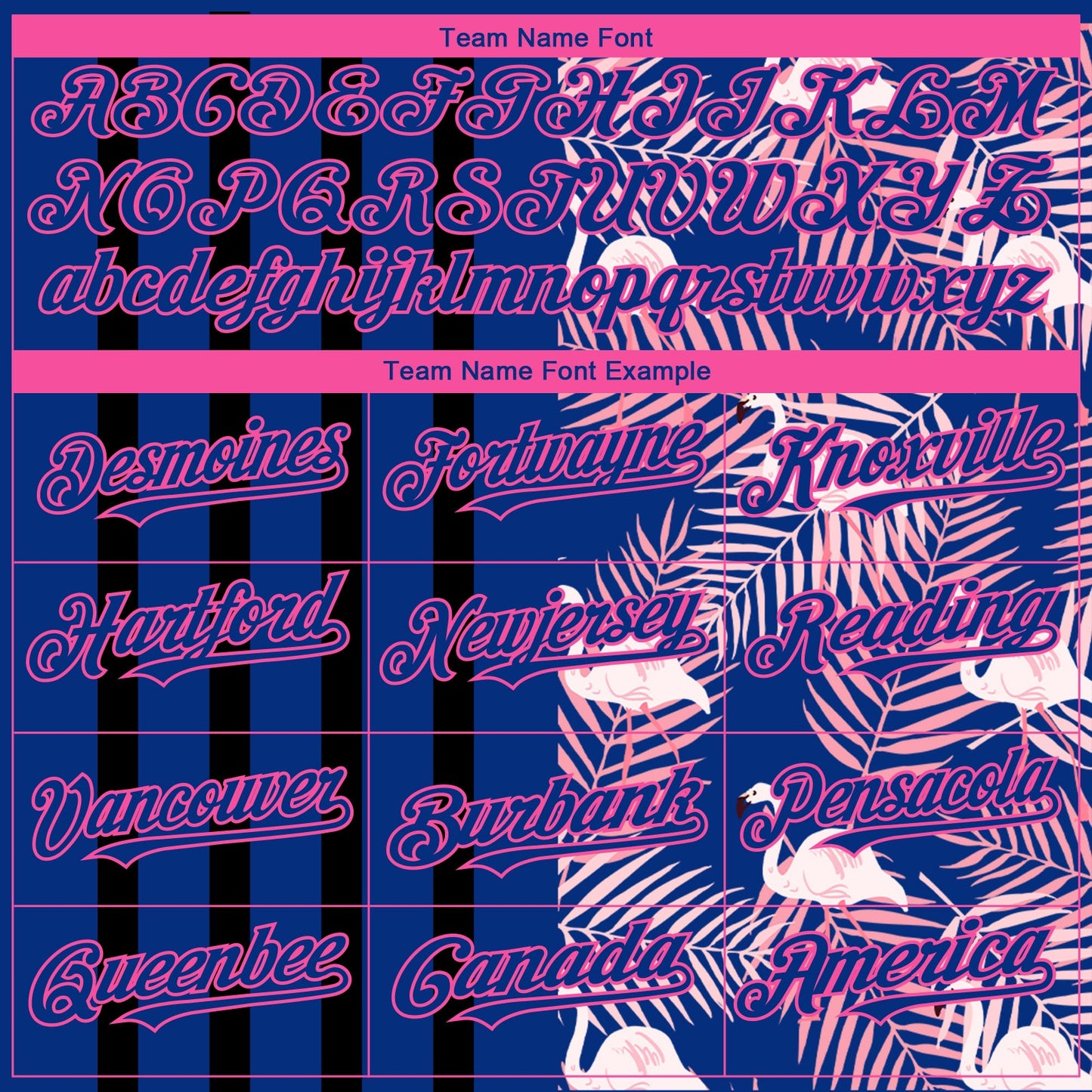 Custom Royal Pink-Black 3D Pattern Design Tropical Palm Leaves And Famingo Authentic Baseball Jersey view 4
