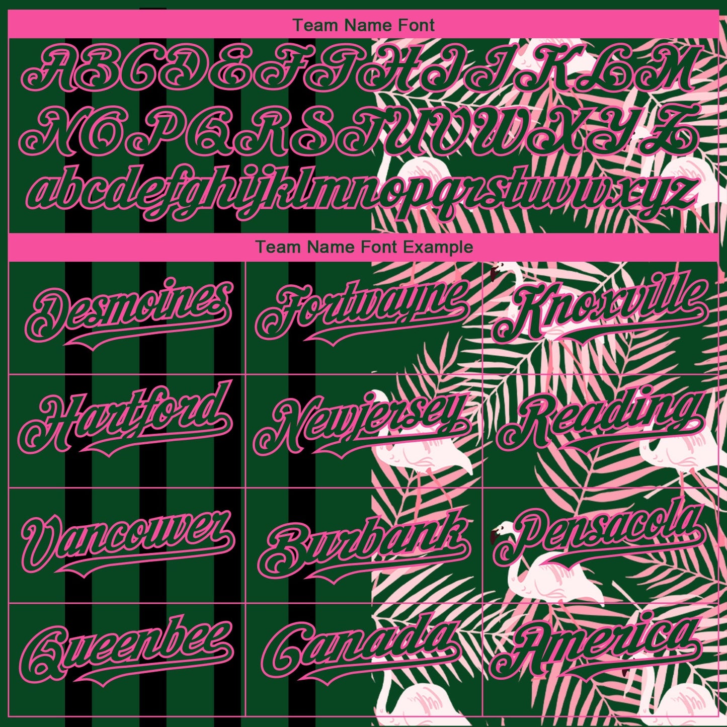 Custom Green Pink-Black 3D Pattern Design Tropical Palm Leaves And Famingo Authentic Baseball Jersey view 4