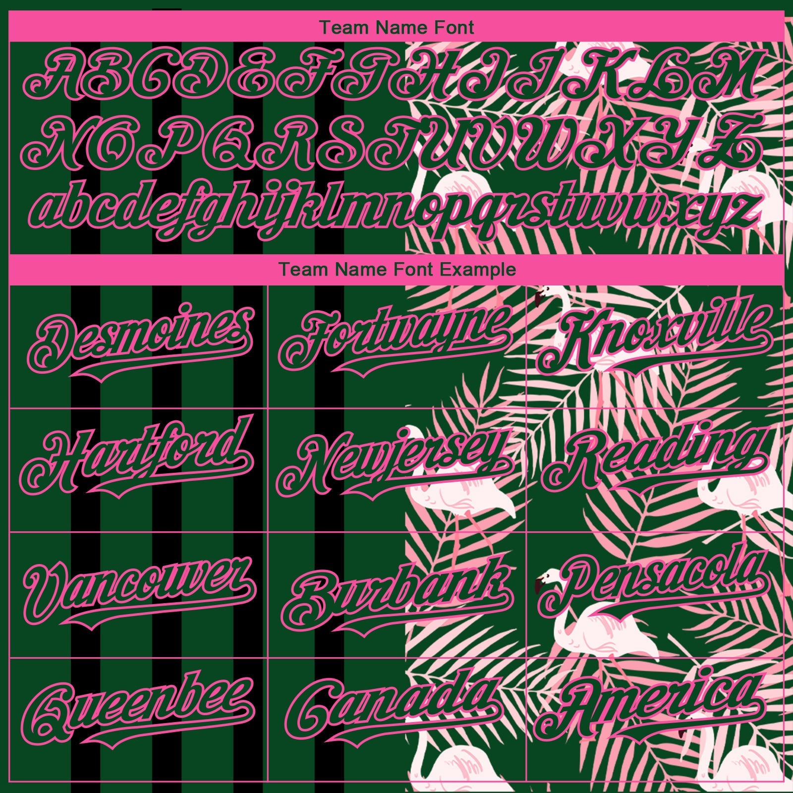 Custom Green Pink-Black 3D Pattern Design Tropical Palm Leaves And Famingo Authentic Baseball Jersey view 4