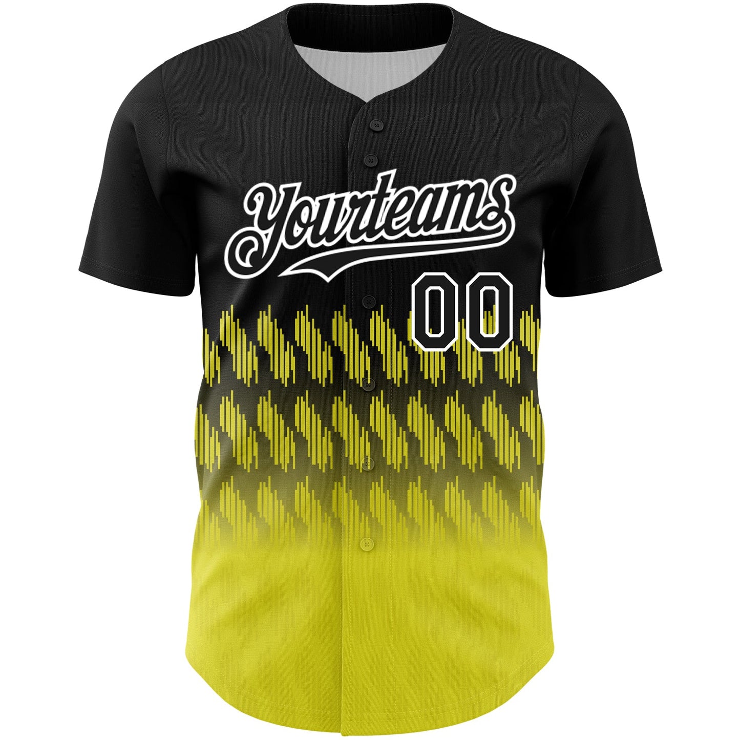 Custom Black Light Yellow-White 3D Pattern Design Lines Authentic Baseball Jersey view 2
