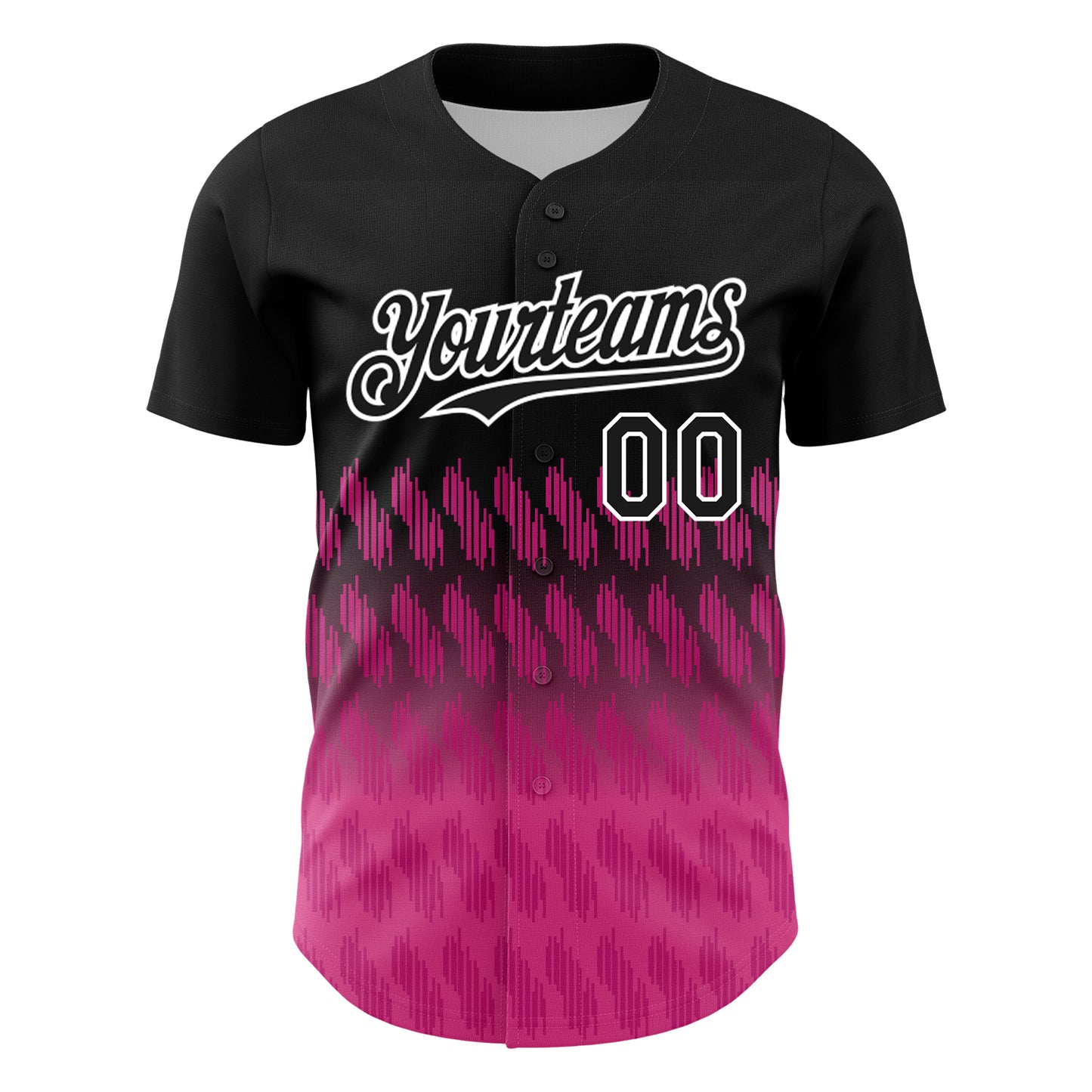 Custom Black Pink-White 3D Pattern Design Lines Authentic Baseball Jersey view 2