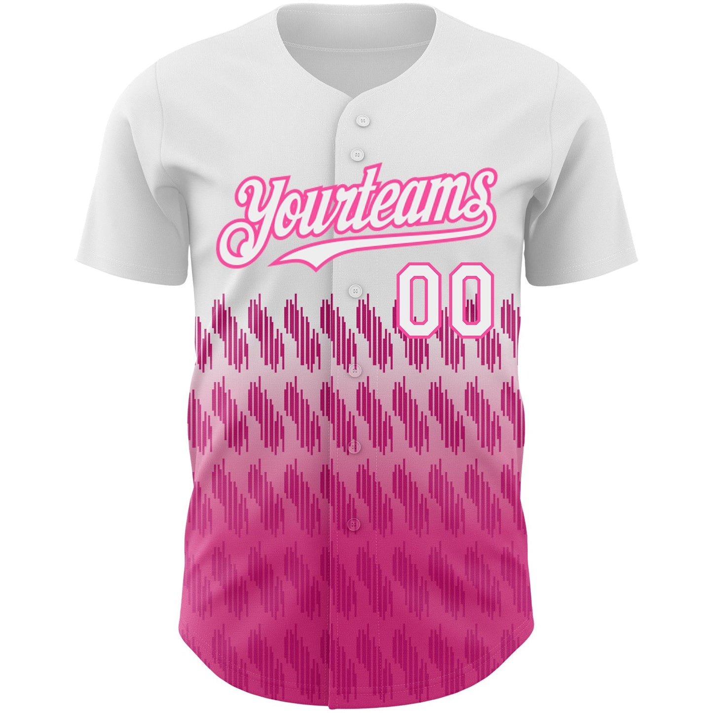 Custom White Pink 3D Pattern Design Lines Authentic Baseball Jersey view 2