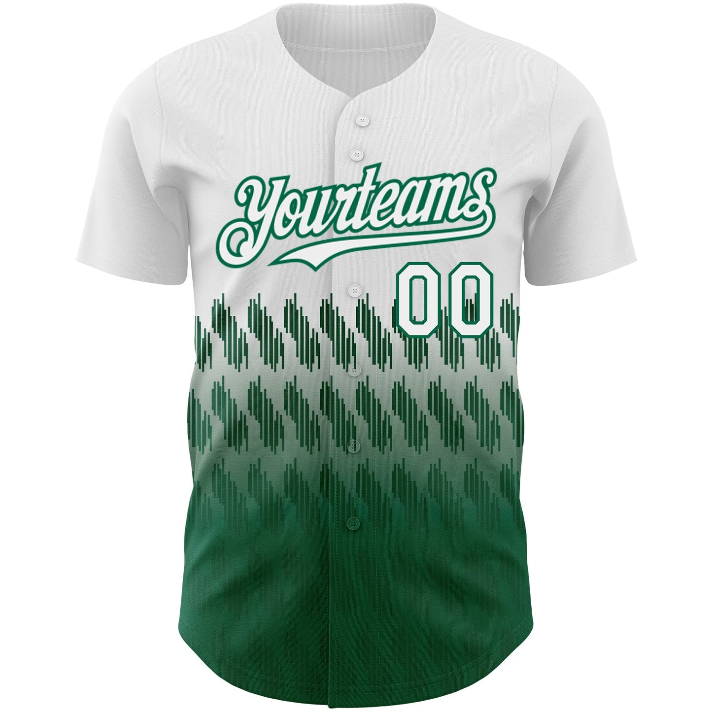 Custom White Kelly Green 3D Pattern Design Lines Authentic Baseball Jersey view 2