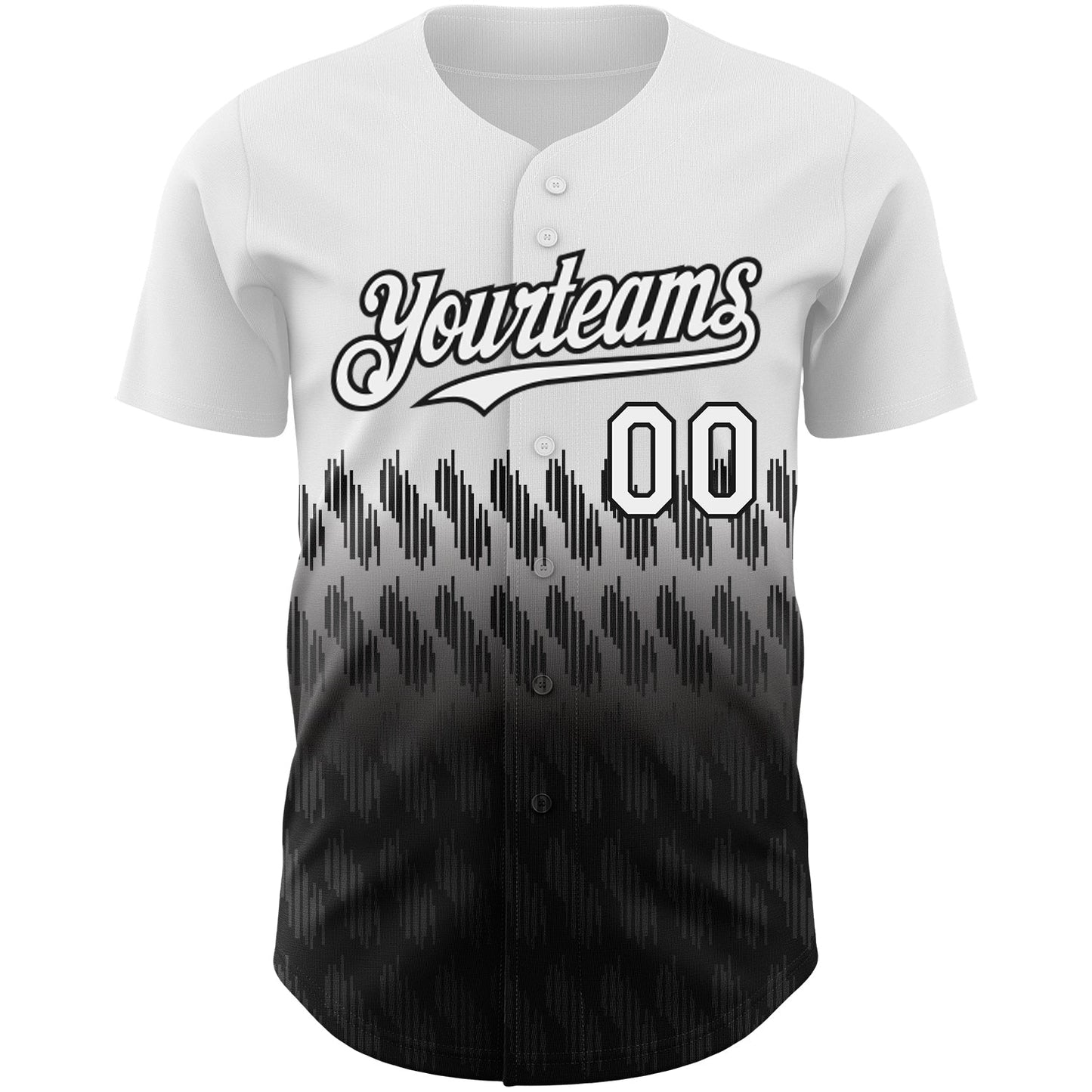 Custom White Black 3D Pattern Design Lines Authentic Baseball Jersey view 2