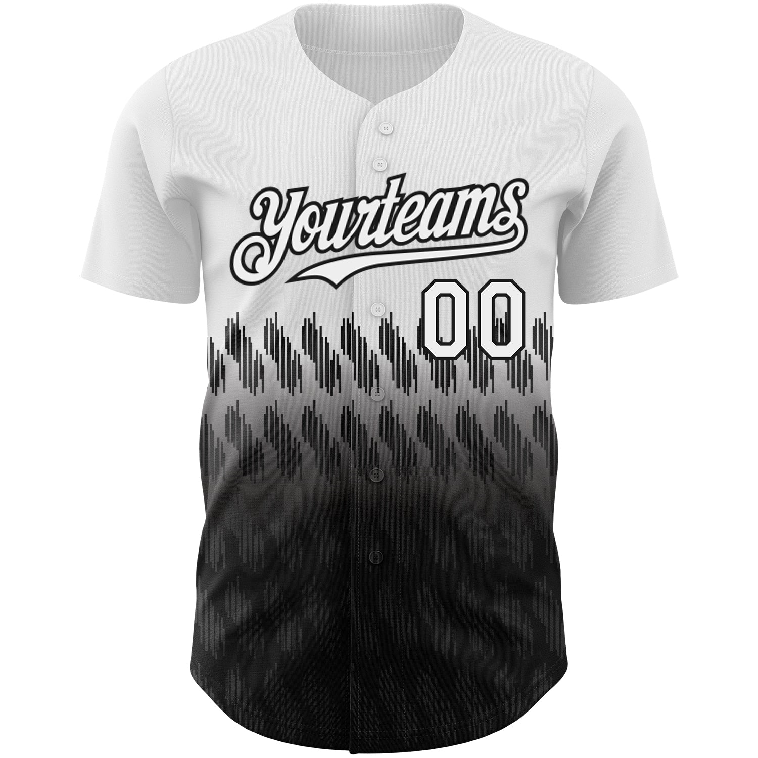 Custom White Black 3D Pattern Design Lines Authentic Baseball Jersey view 2
