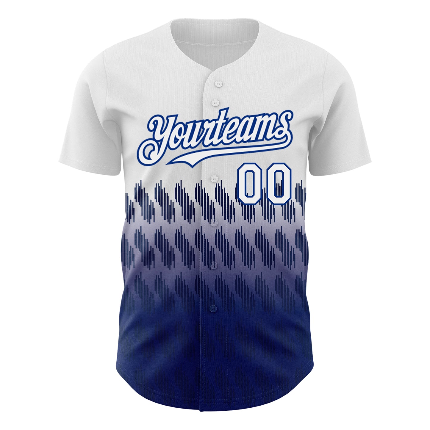 Custom White Royal 3D Pattern Design Lines Authentic Baseball Jersey view 2