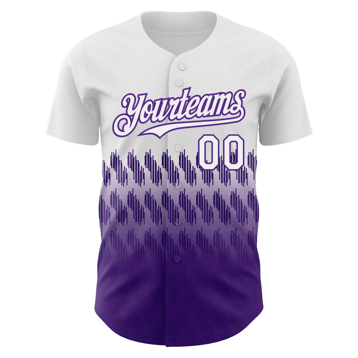Custom White Purple 3D Pattern Design Lines Authentic Baseball Jersey view 2