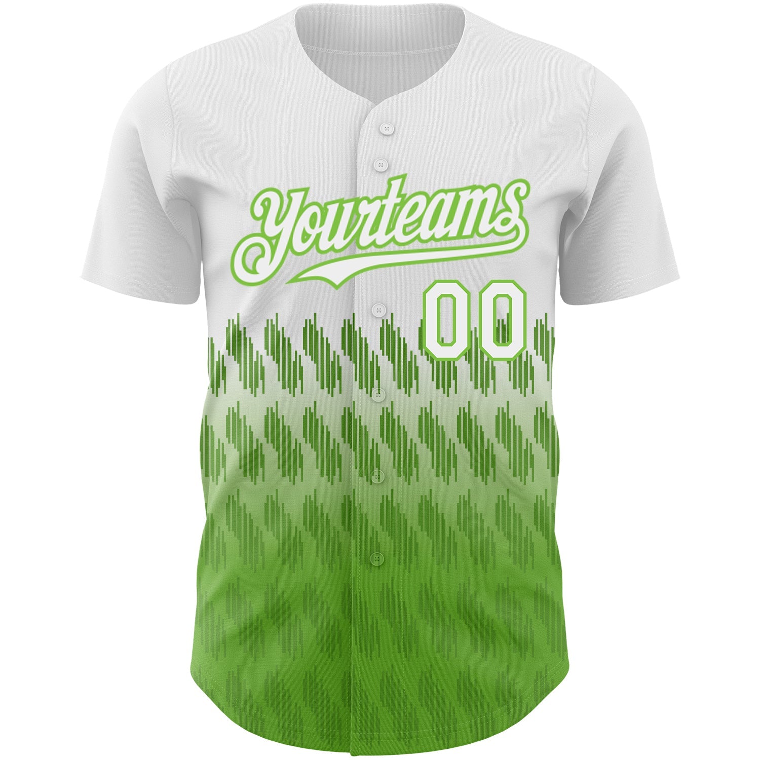 Custom White Neon Green 3D Pattern Design Lines Authentic Baseball Jersey view 2