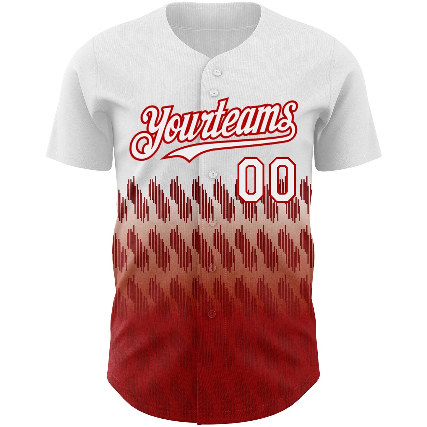 Custom White Red 3D Pattern Design Lines Authentic Baseball Jersey view 2