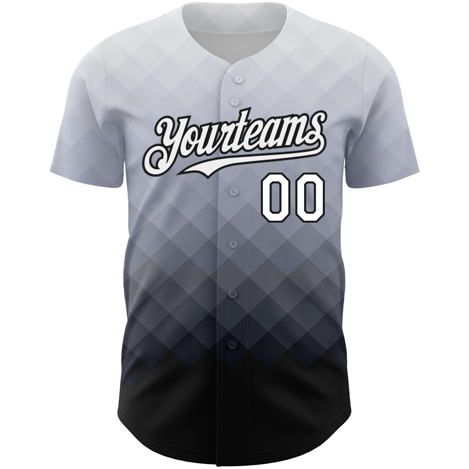 Custom Gray White-Black 3D Pattern Design Gradient Square Shape Authentic Baseball Jersey view 2