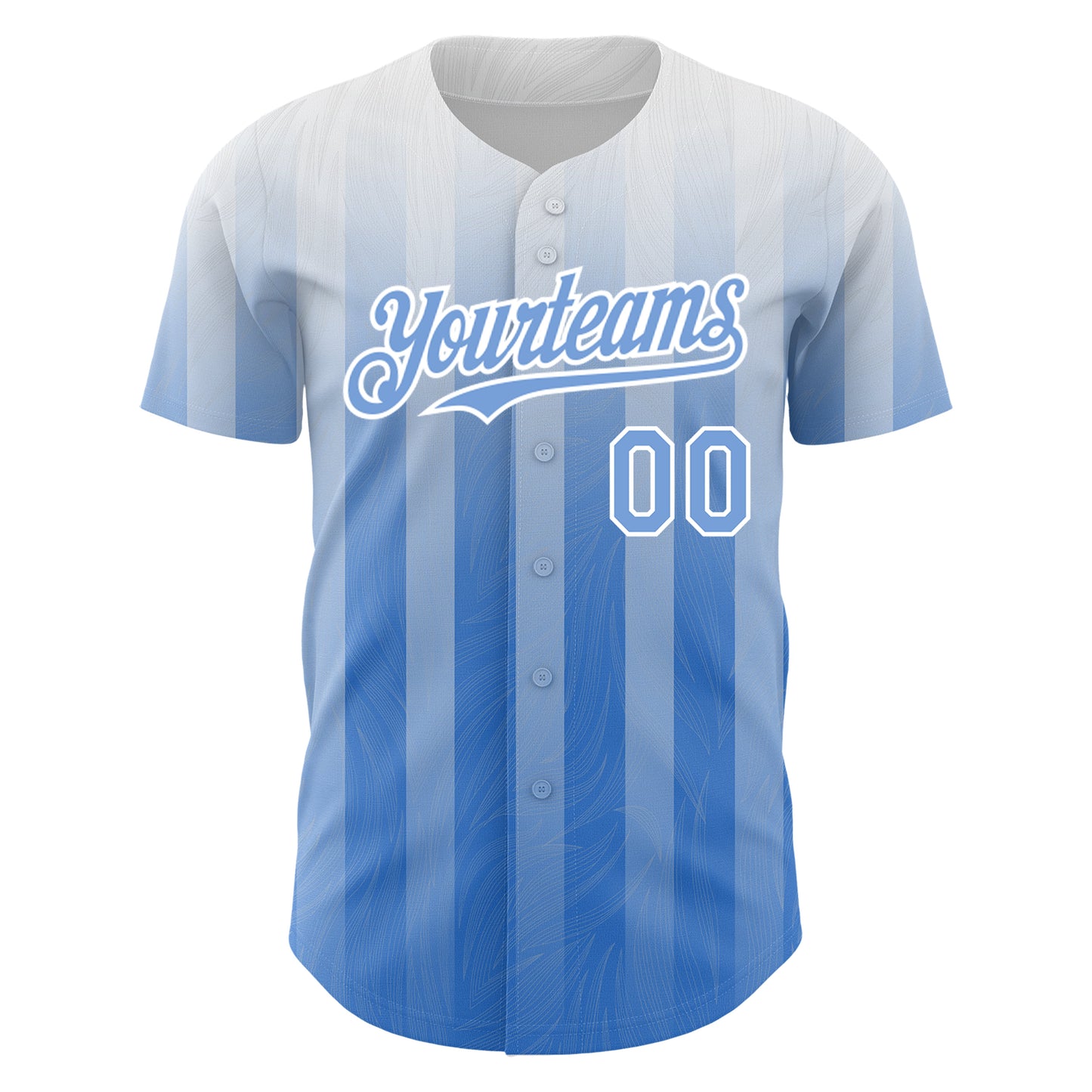 Custom White Light Blue 3D Pattern Design Stripes Authentic Baseball Jersey view 2