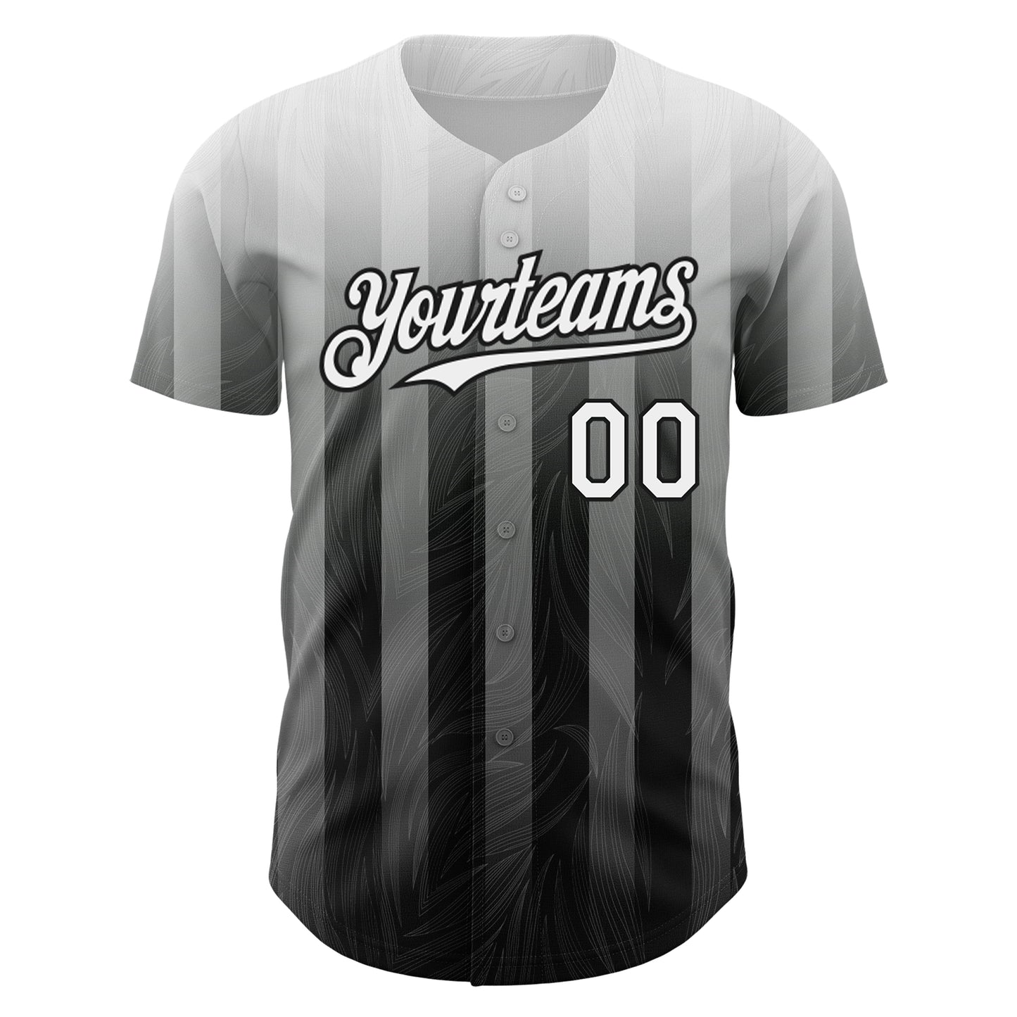 Custom Gray White-Black 3D Pattern Design Stripes Authentic Baseball Jersey view 2