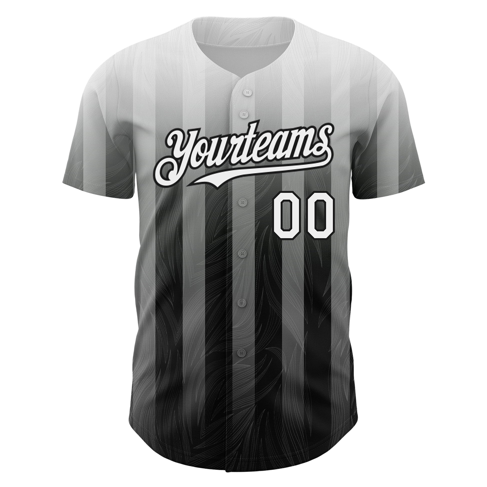 Custom Gray White-Black 3D Pattern Design Stripes Authentic Baseball Jersey view 2