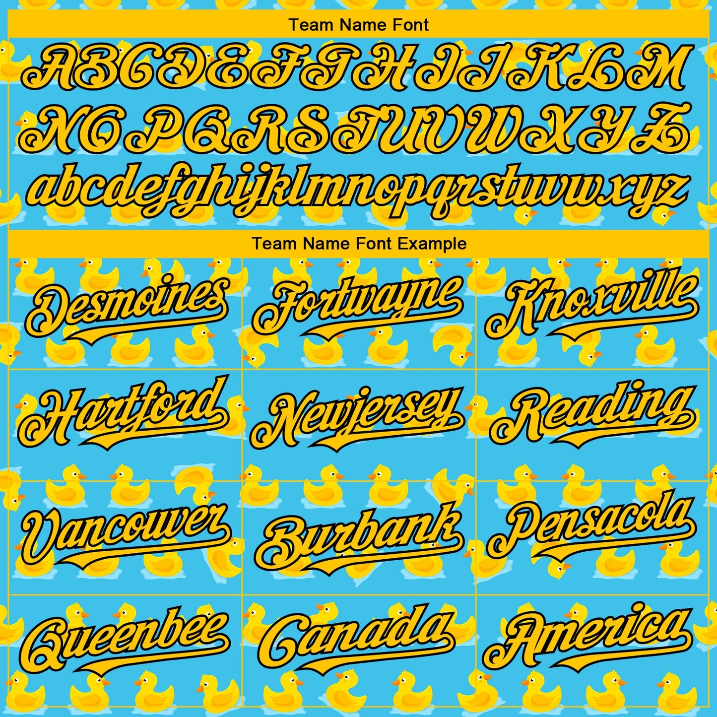 Custom Sky Blue Yellow-Black 3D Pattern Design Duck Authentic Baseball Jersey view 4