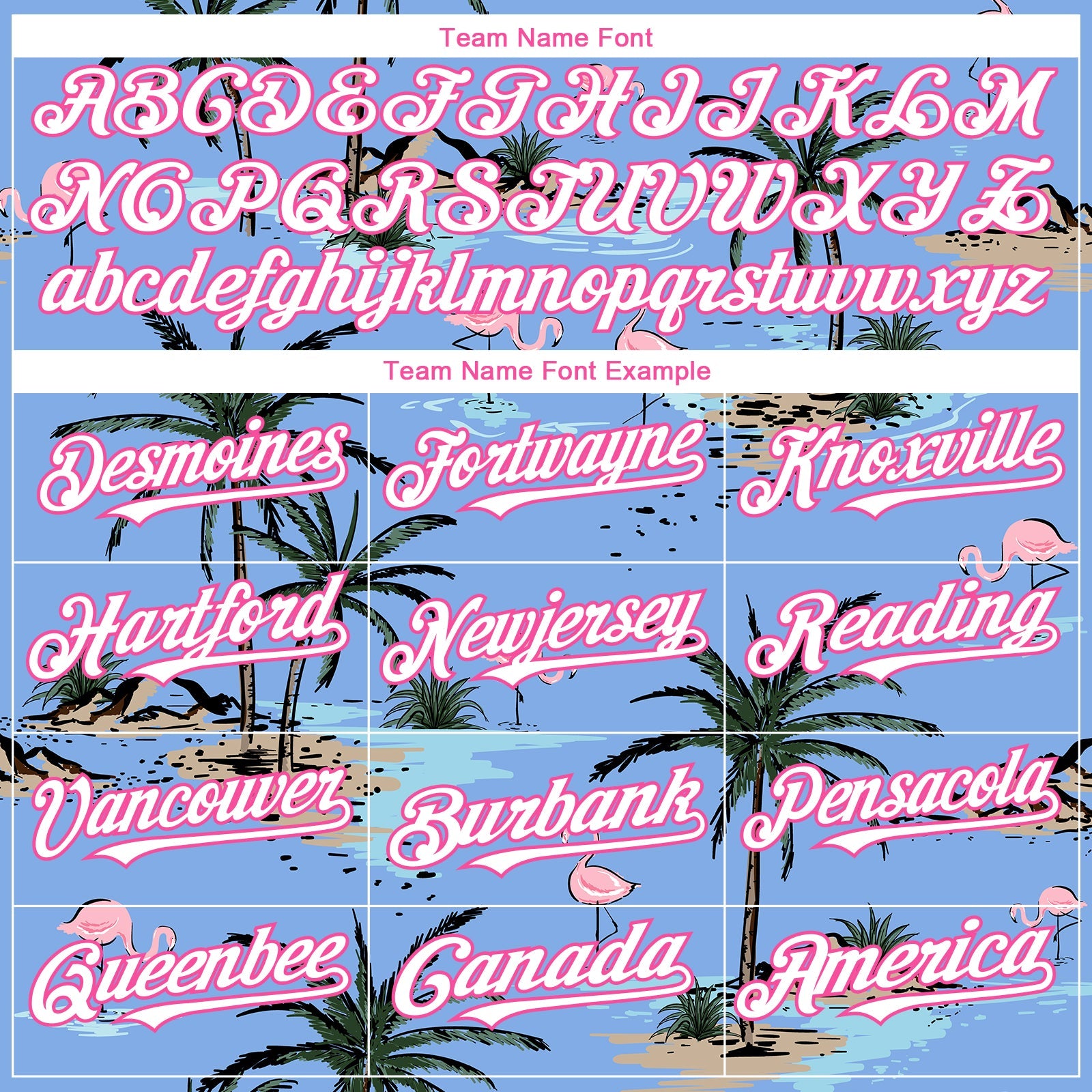 Custom Light Blue White-Pink 3D Pattern Design Tropical Hawaii Palm Trees Authentic Baseball Jersey view 4