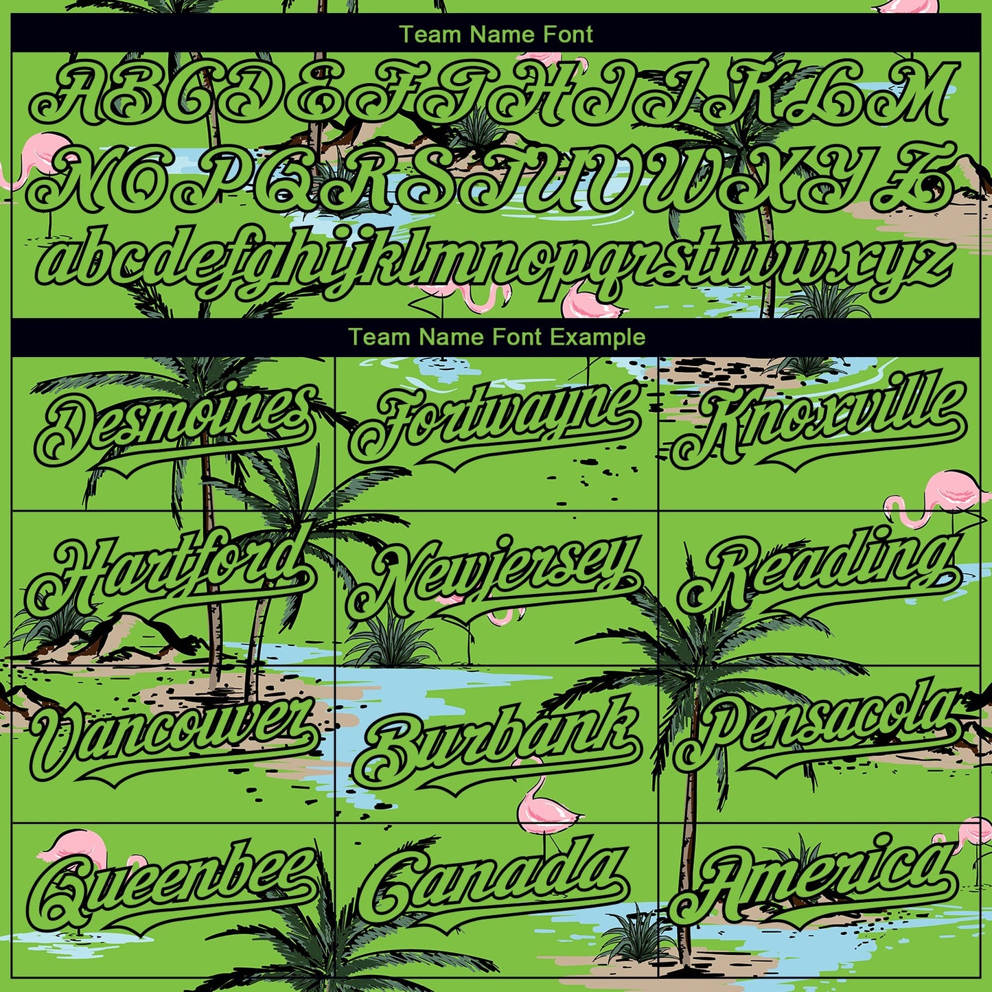 Custom Neon Green Black 3D Pattern Design Tropical Hawaii Palm Trees Authentic Baseball Jersey view 4