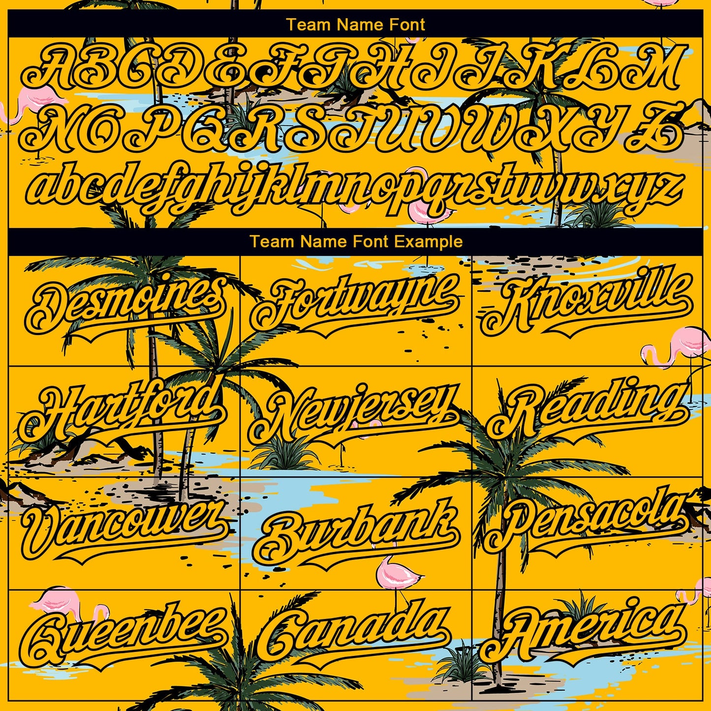 Custom Yellow Black 3D Pattern Design Tropical Hawaii Palm Trees Authentic Baseball Jersey view 4
