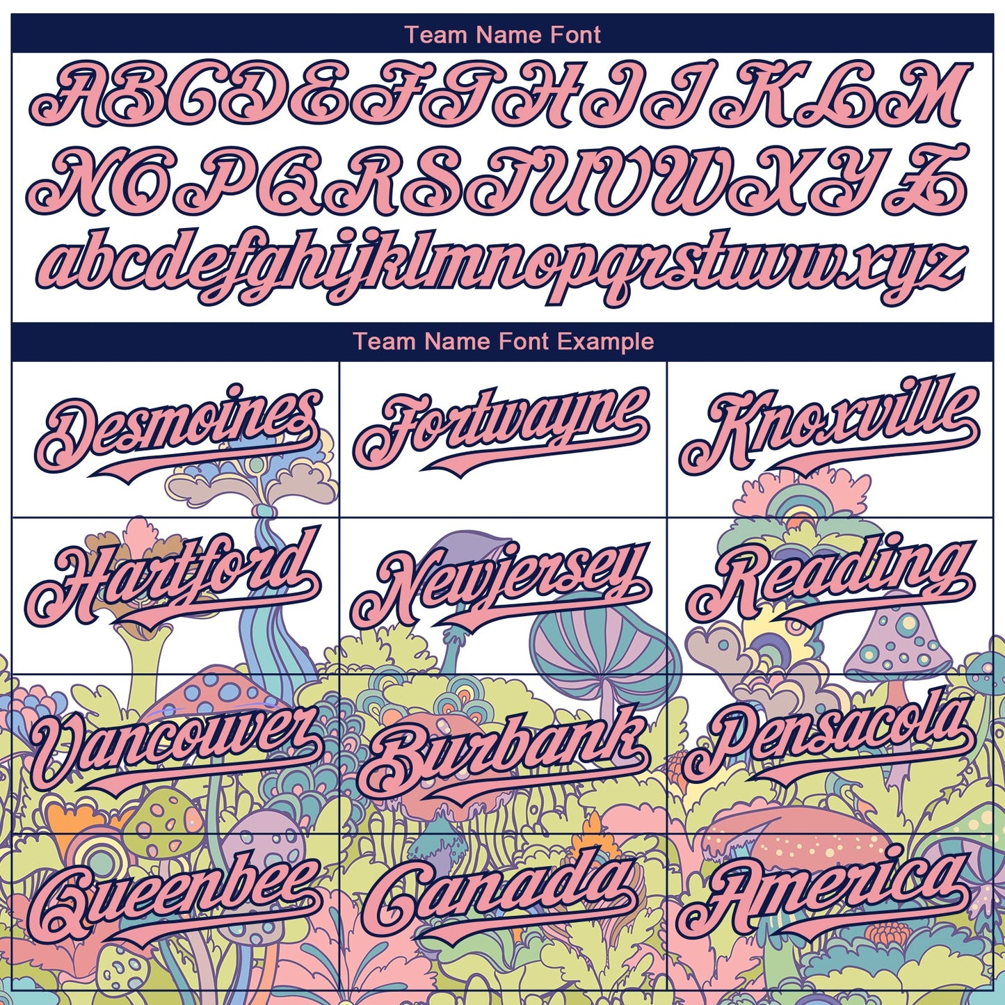 Custom White Medium Pink-Navy 3D Pattern Design Colorful Flowers And Mushrooms Psychedelic Hallucination Authentic Baseball Jersey view 4