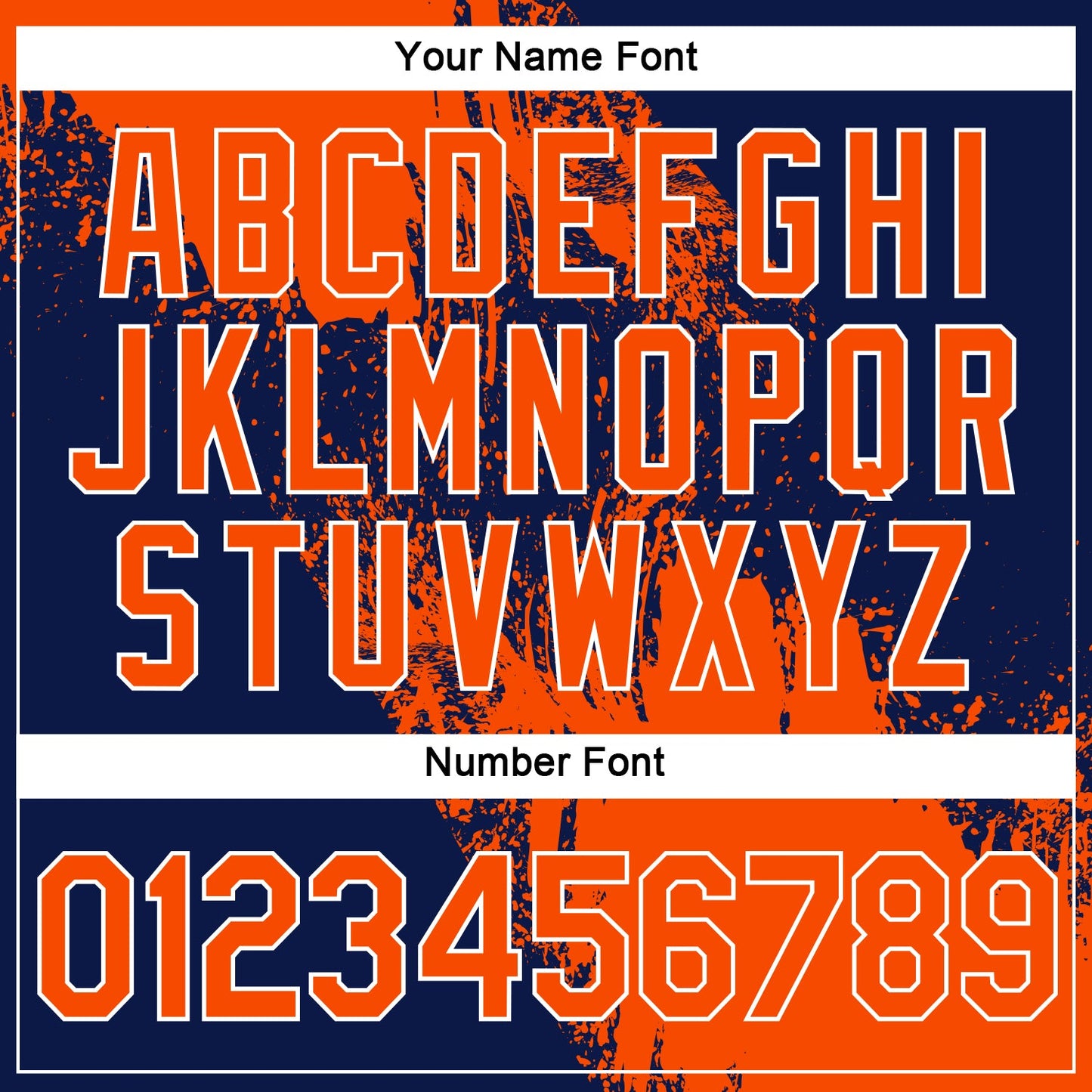 Custom Orange Navy-White 3D Pattern Design Abstract Brush Stroke Performance T-Shirt view 5