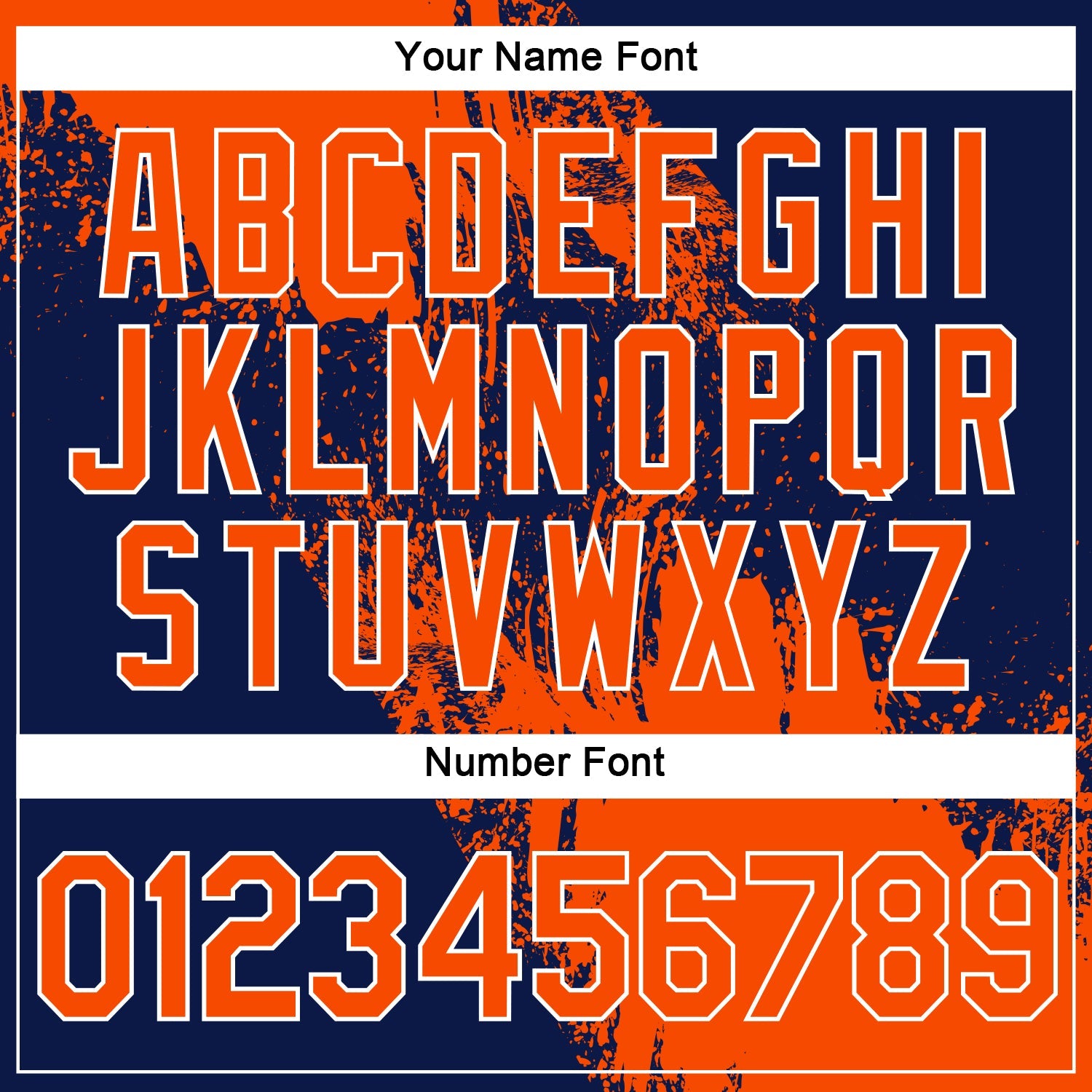 Custom Orange Navy-White 3D Pattern Design Abstract Brush Stroke Performance T-Shirt view 5