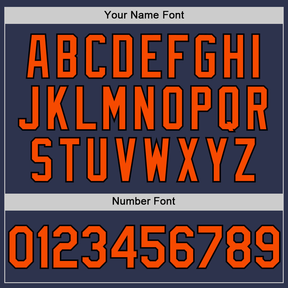 Custom Navy Orange-Black 3D Pattern Design Abstract Splatter Texture Authentic Baseball Jersey view 5