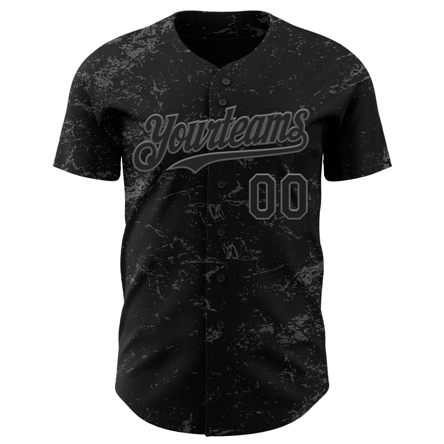 Custom Black Steel Gray 3D Pattern Design Abstract Splatter Texture Authentic Baseball Jersey view 2