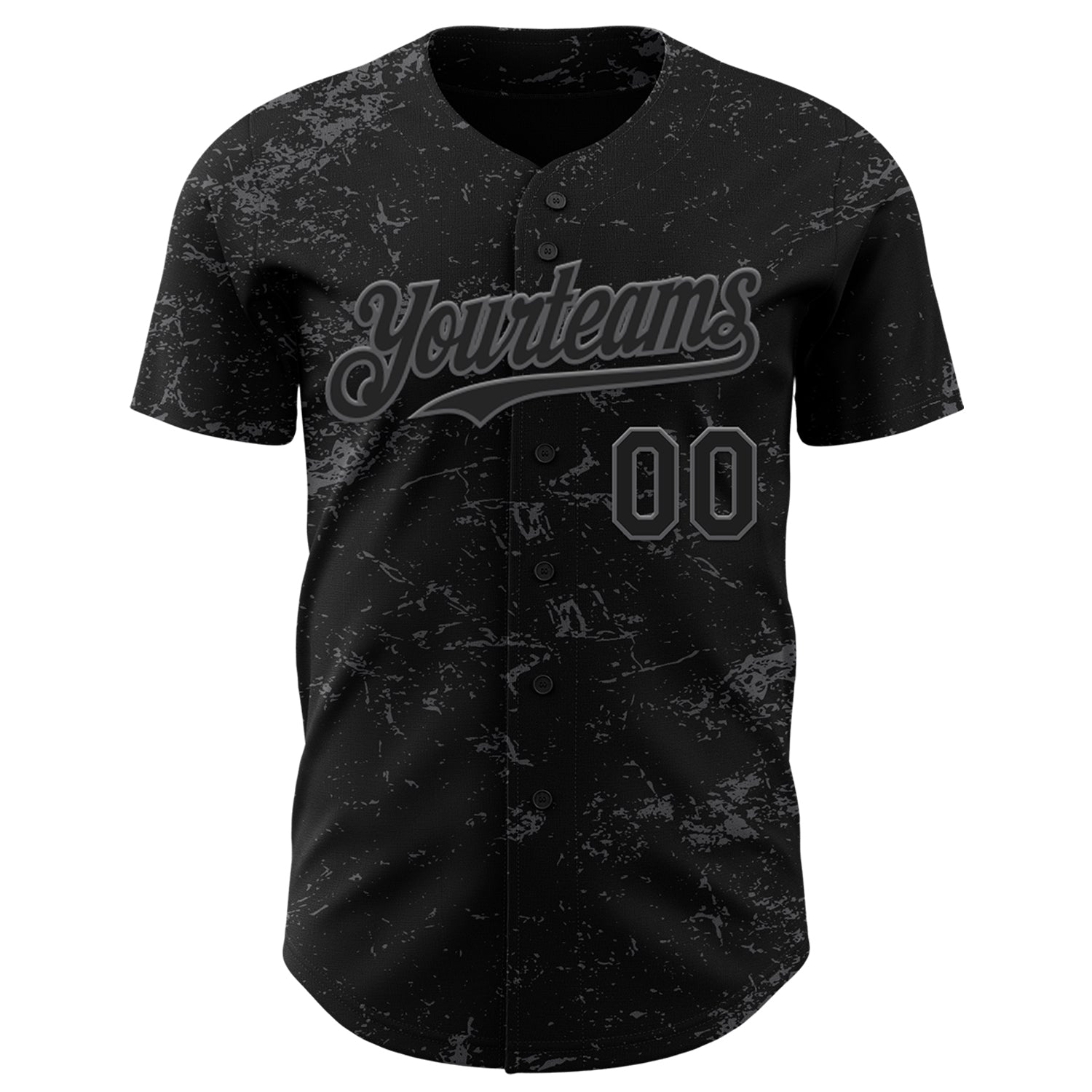 Custom Black Steel Gray 3D Pattern Design Abstract Splatter Texture Authentic Baseball Jersey view 2