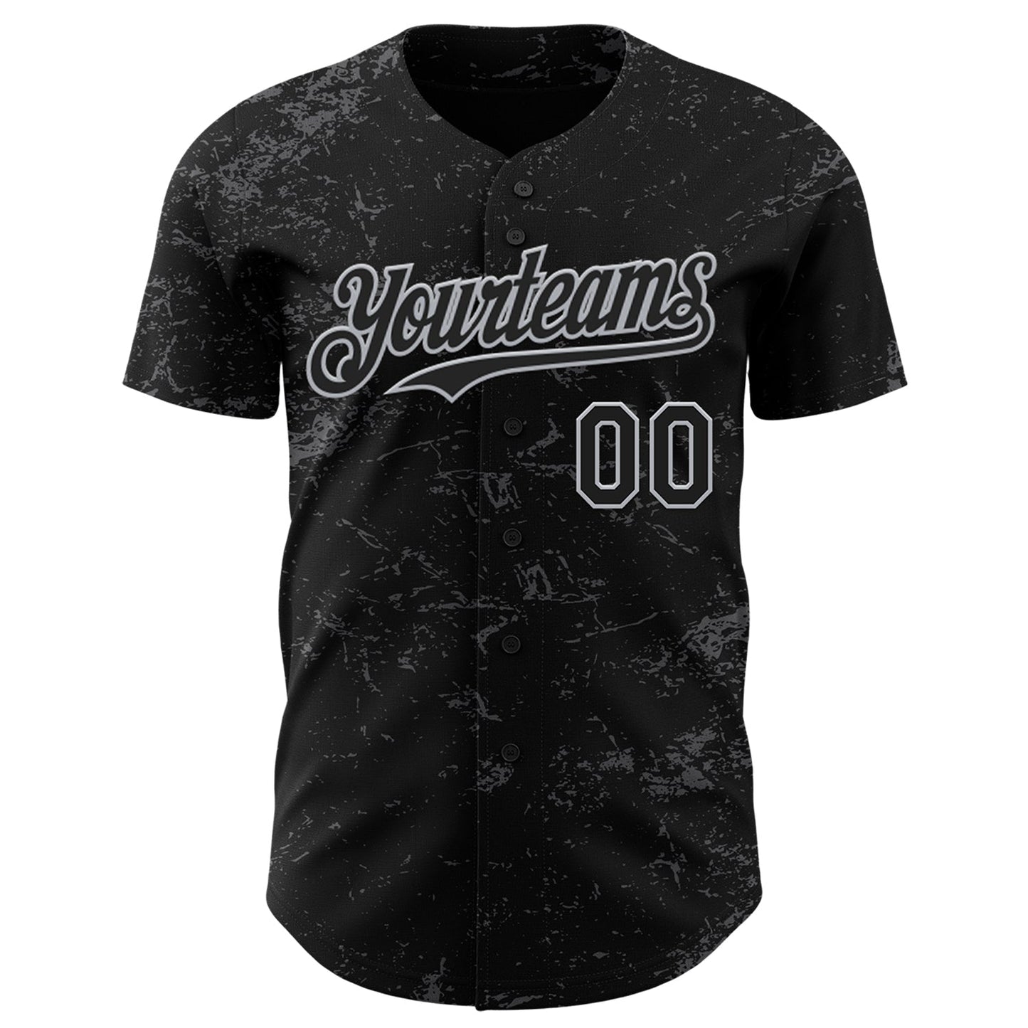 Custom Black Gray-Steel Gray 3D Pattern Design Abstract Splatter Texture Authentic Baseball Jersey view 2