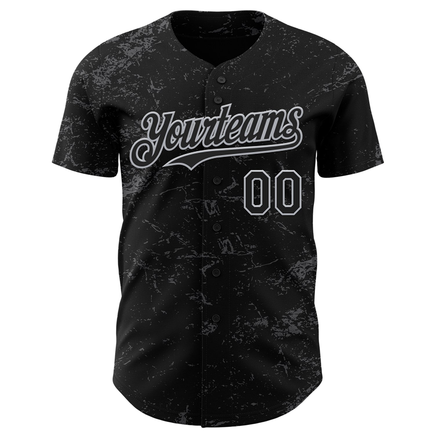 Custom Black Gray-Steel Gray 3D Pattern Design Abstract Splatter Texture Authentic Baseball Jersey view 2
