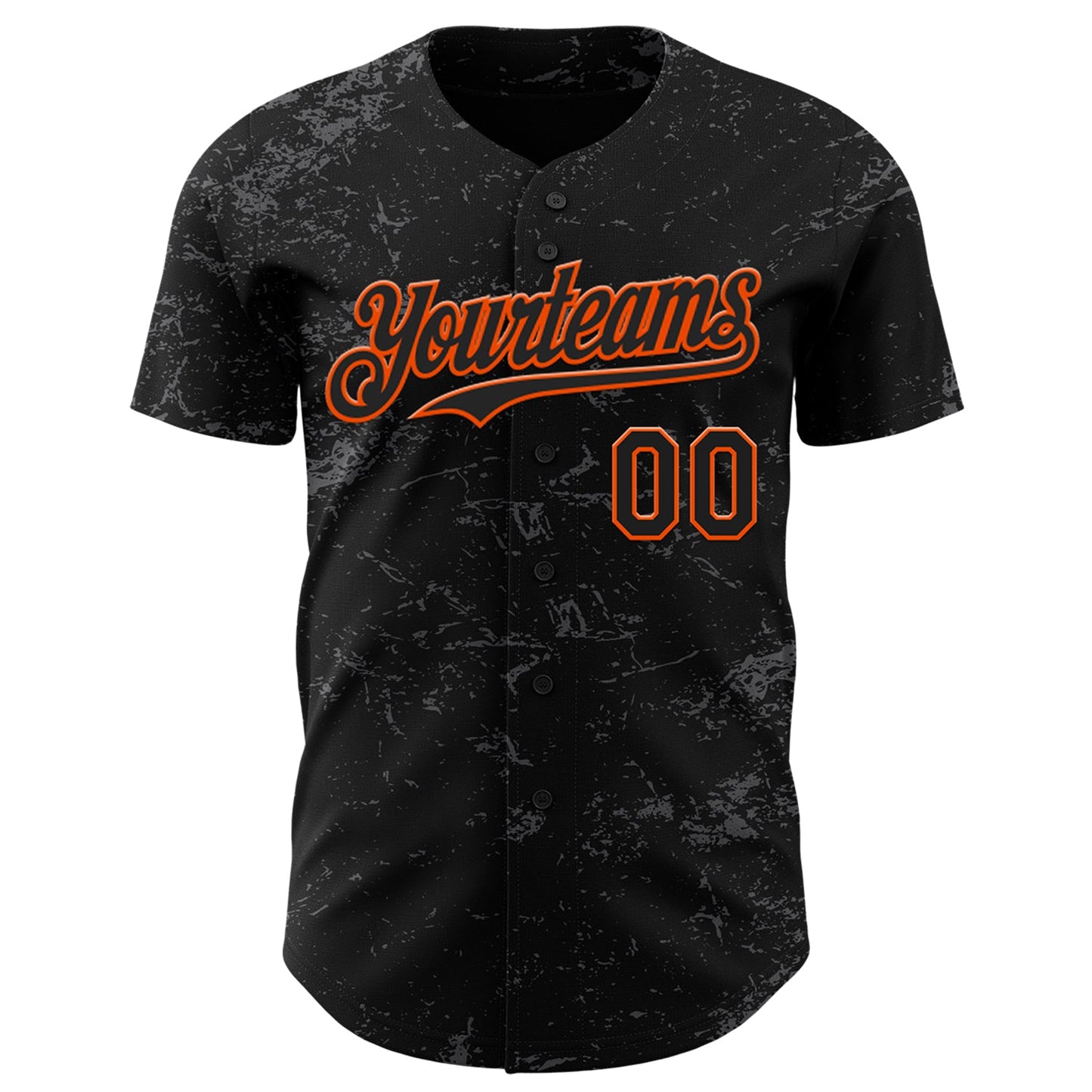 Custom Black Orange-Steel Gray 3D Pattern Design Abstract Splatter Texture Authentic Baseball Jersey view 2