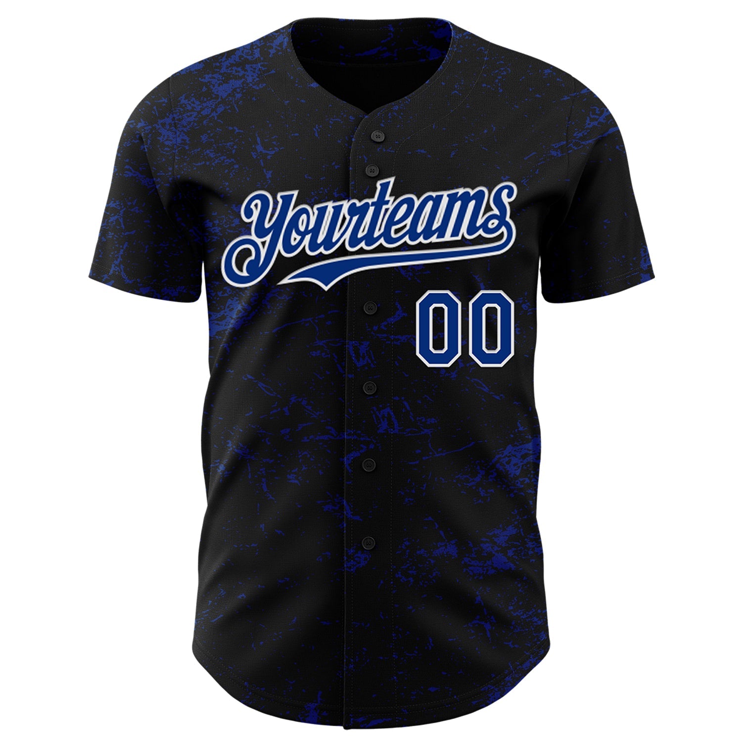 Custom Black Royal-White 3D Pattern Design Abstract Splatter Texture Authentic Baseball Jersey view 2