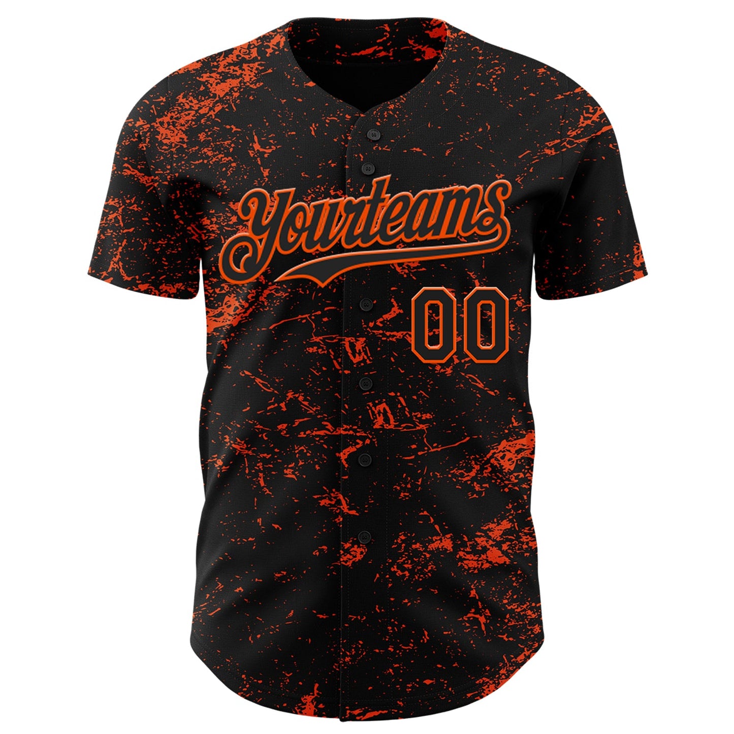 Custom Black Orange 3D Pattern Design Abstract Splatter Texture Authentic Baseball Jersey view 2