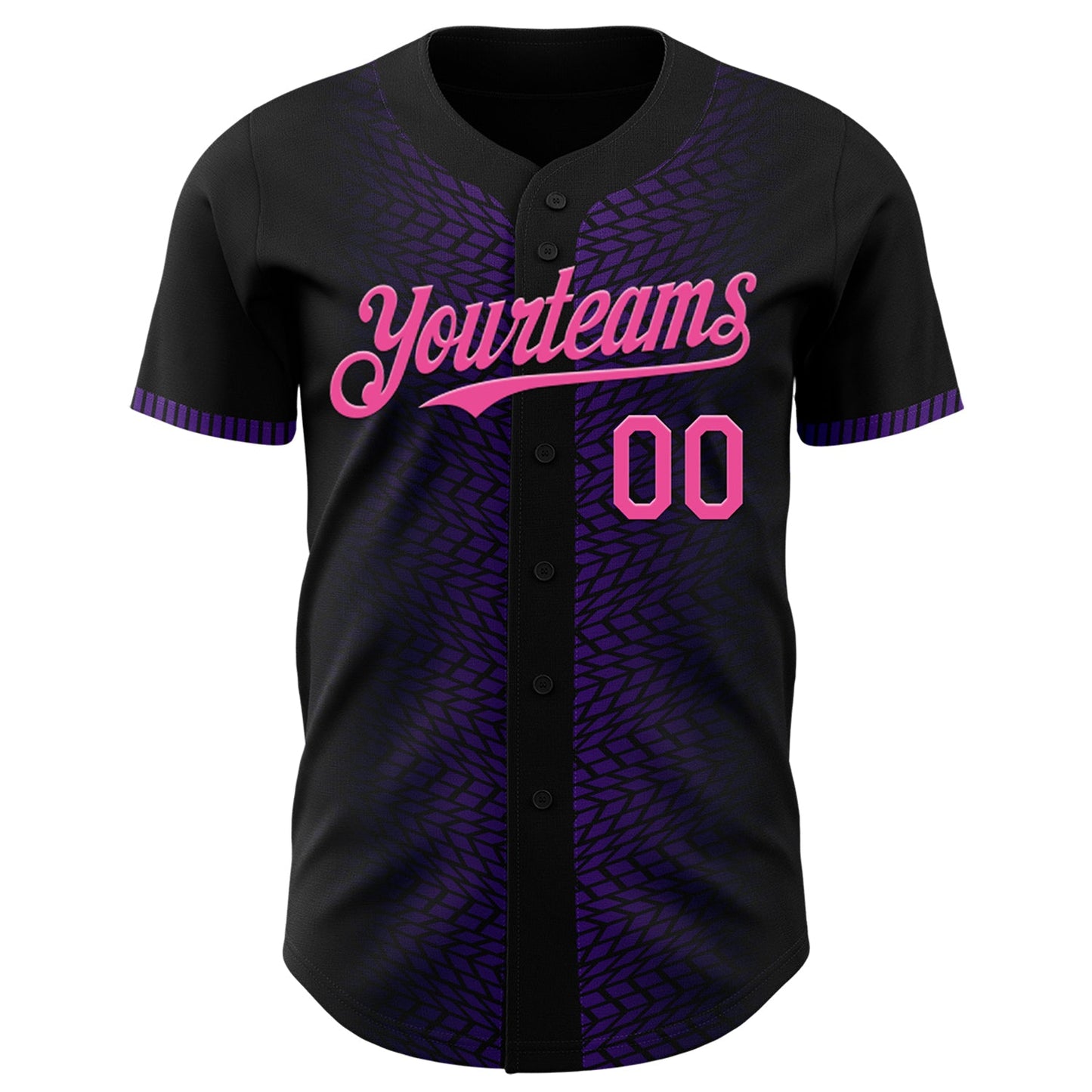 Custom Black Pink-Purple 3D Pattern Design Geometric Shapes Authentic Baseball Jersey view 3