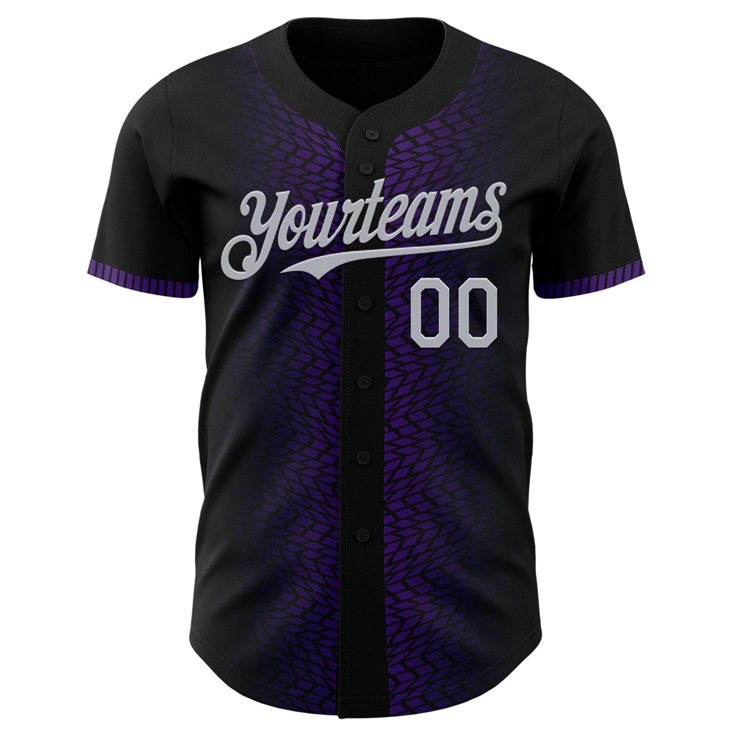 Custom Black Gray-Purple 3D Pattern Design Geometric Shapes Authentic Baseball Jersey view 2