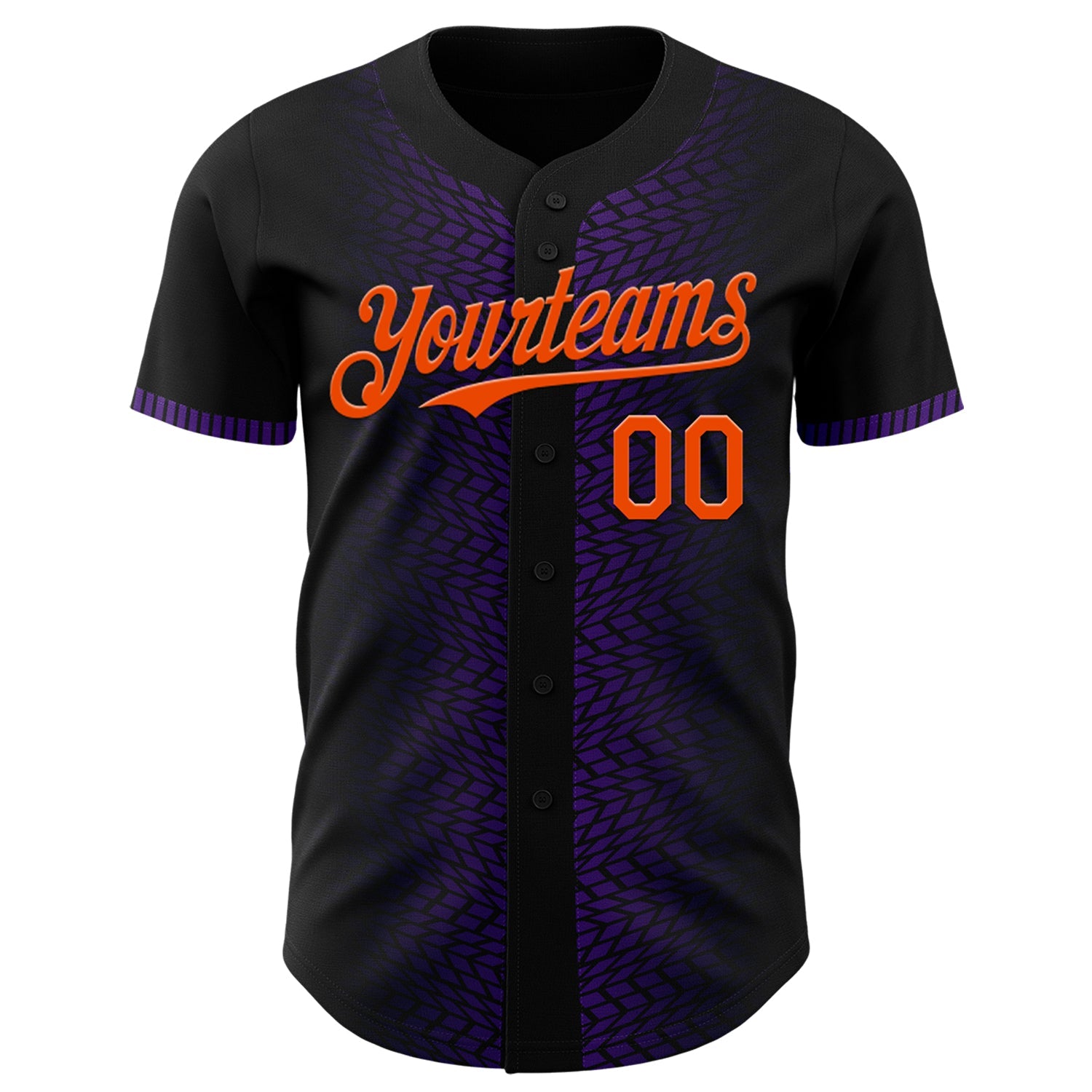 Custom Black Orange-Purple 3D Pattern Design Geometric Shapes Authentic Baseball Jersey view 2